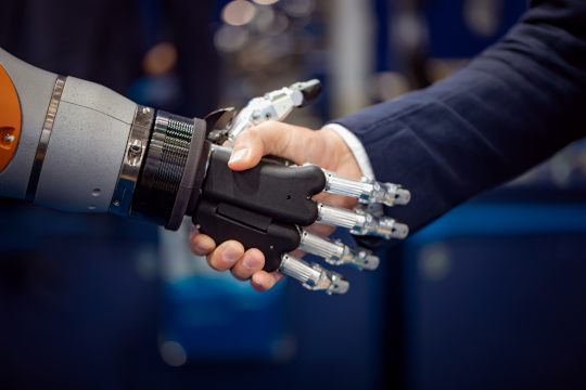 Handshake with robot arm